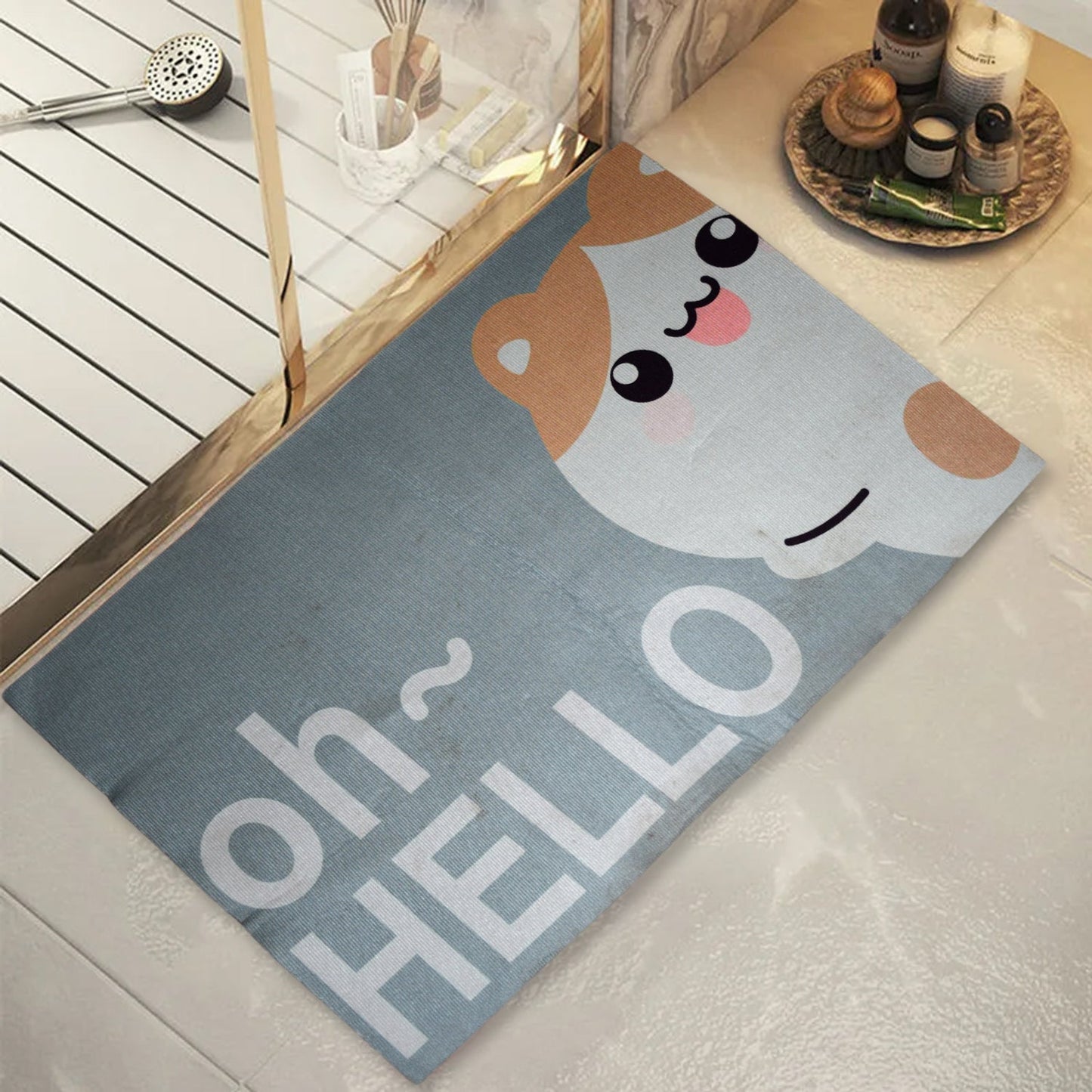 Square Bathroom mat Water Absorbent mats Diatomite Door Mat Anti-Slip Bath Mat Quick Drying Absorbent mat for Home, Kitchen (59x40) (Mix Design)
