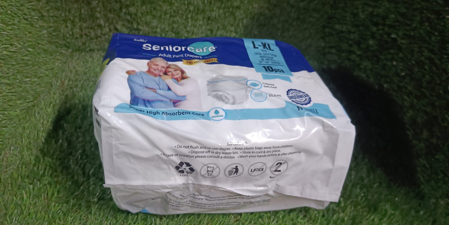 Large - Extra Large Senior care Adult Pull Up Diaper Pants (Waist Size (90-140 Cm | 35 -55 Inch) Adult Diapers ( Large - Extra Large L-XL10Pc)