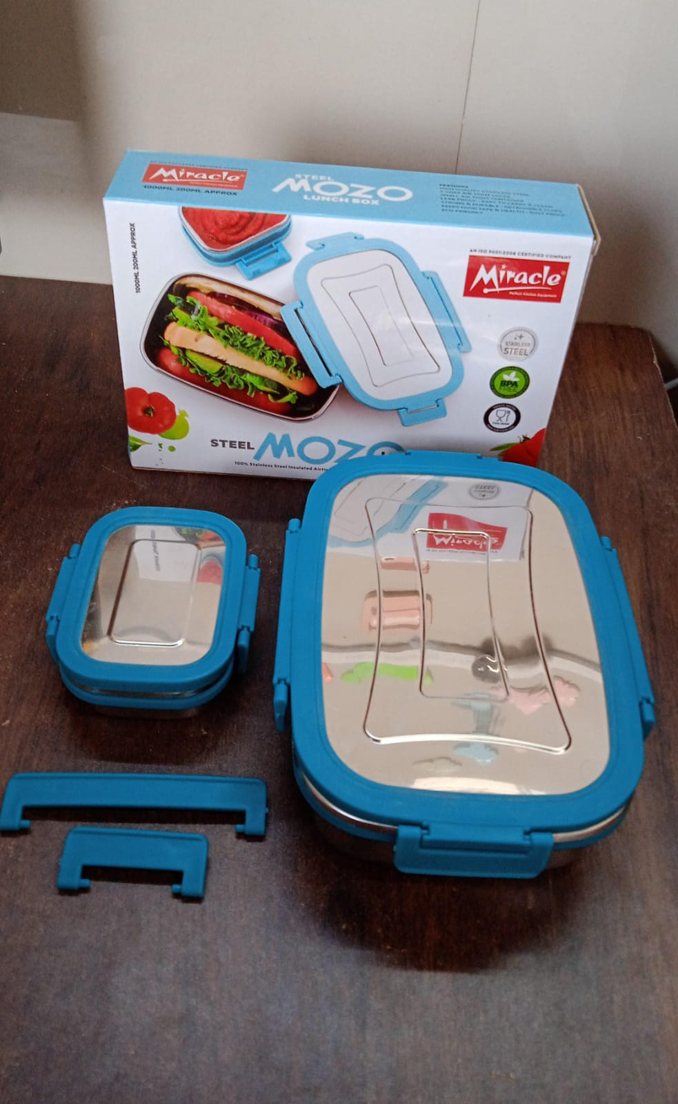 Premium Stainless Steel Lunch Box for Kid, 2 Containers Lunch Box, Perfect Size Meal Lunch Box Set for Office, School and Travelling Tiffin Box (1000 ML+ 200 ML Approx)
