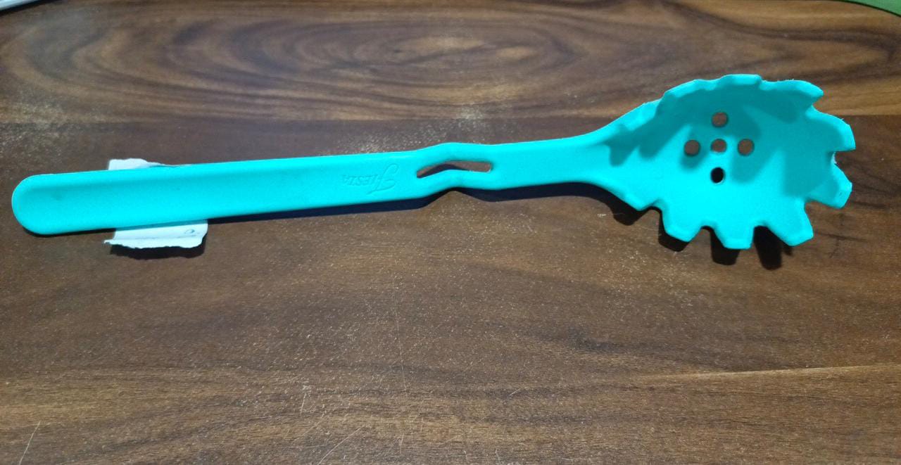 Premium XL Silicone Pasta Fork, High Heat Resistant to 600°F, Hygienic One Piece Design, Spaghetti Strainer & Server Spoon