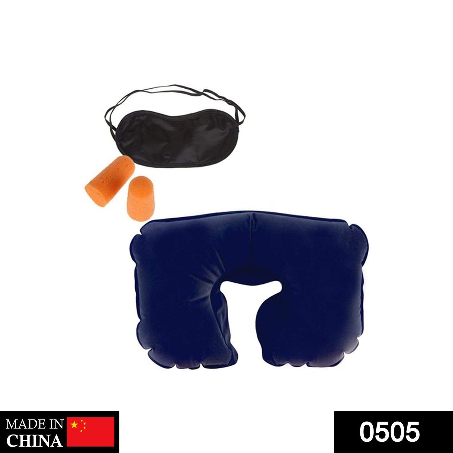 505 -3-in-1 Air Travel Kit with Pillow, Ear Buds & Eye Mask Sai Krupa Emart WITH BZ LOGO