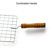 2617 Square Stainless Steel Barbecue Grill with Wooden Handle 