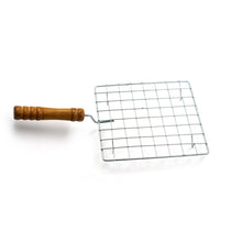 2617 Square Stainless Steel Barbecue Grill with Wooden Handle 