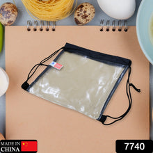 MULTIPURPOSE PLASTIC WATERPROOF POUCH BAG, TRANSPARENT STADIUM BAG CLEAR STRING BAG FOR GYM CONCERT TRAVEL BEACH SWIMMING SPORT