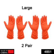 4851 2 Pair Large Orange Gloves For Types Of Purposes Like Washing Utensils, Gardening And Cleaning Toilet Etc. 