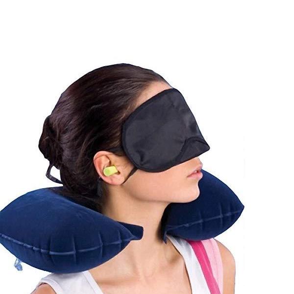 505 -3-in-1 Air Travel Kit with Pillow, Ear Buds & Eye Mask Sai Krupa Emart WITH BZ LOGO