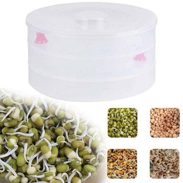 093 Plastic 3 Compartment Sprout Maker, White Sai Krupa Emart