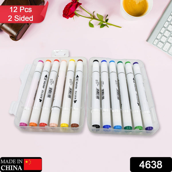 Fancy Art Markers, 12 Colors Double-ended Art Markers Alcohol Based Advanced Art Markers With Plastic Box For Painting, Coloring, Sketching And Drawing For Kids & Adult (1 Set12 Pc)