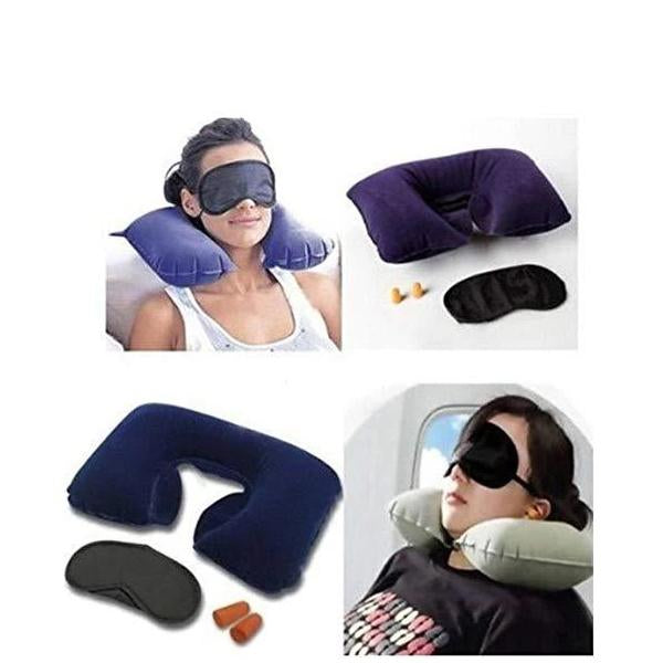 505 -3-in-1 Air Travel Kit with Pillow, Ear Buds & Eye Mask Sai Krupa Emart WITH BZ LOGO