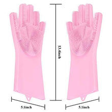 Reusable Silicone Cleaning Brush Scrubber Gloves (Multicolor)