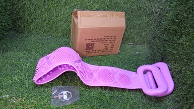 SILICONE BODY BACK SCRUBBER DOUBLE SIDE BATHING BRUSH FOR SKIN DEEP CLEANING WITH HOOK