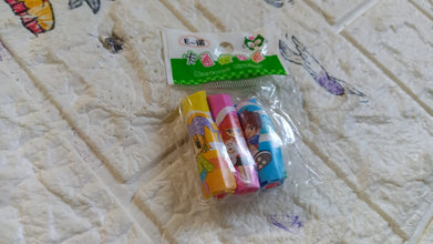Lipstick Style Rubber Eraser for Return Gift, Lipstick Shape Non-Toxic Eraser for Kids, 3D Stationary for Birthday Return Gift (3 Pc Set)